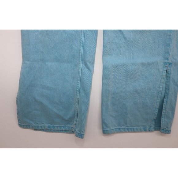 Topshop Womens Light Blue Denim Straight Leg Jeans UK 12 / US 30 With Side Slits - Picture 8 of 15